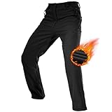 FREE SOLDIER Herren Winter wasserdichte Skihose Jagd Outdoor Hose Winddichte Thermohose Winterhose Softshellhose zum Klettern und Wandern(Schwarz,54)