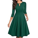 Abendkleid Damen Lang Cocktailkleid Damen A-Linien Festliche Kleider Mit Ärmel 3/4 Ärmel Abendkleider Elegant Für Hochzeit Ballkleider Frauen Schwingen Silvester Kleid Midi Elegante Festkleid