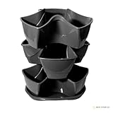 Prosperplast Blumentopf Kräutertopf 29cm Graphit mit Wasserspeicher Blumenampel Kräuterampel Kräutergarten