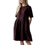 Freizeit Kleid mit Gürtel Jerseykleider Damen-Sommerkleid in Übergröße mit V-Ausschnitt, 3/4-Druck, getäfelten Bündchen, Blumendruck, langes A-Linien-Saumkleid Kleider Damen Langarm Kleid Damen