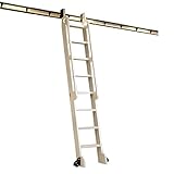 Bibliotheksleiter Hardware Kit Schiebetür Kit Bibliotheksleiter Leiter -Hardware -Kit 3.3ft -20 Fuß, Rolling Ladder Rails rustikaler schwarzer Stahlrundrohr Mobile Leiter mit Bodenwalzenrädern - (kein