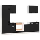 Hommdiy 7-TLG. Küchenzeile Schwarz Holzwerkstoff Küchenschränke, Schrankkombinationen,küchenunterschrank