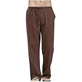 Golatcr Herren Leinen-Hose Lange Hose Leichte Leinenhose Hosen Herren Stretch Stoffhose Herren Weiß