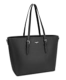 David Jones - Damen Große Shopper Tote - Schultertasche Arbeit Handtasche - PU Leder Henkeltasche - Frau Aktentasche Arbeitstasche A4 Laptop Büro Schule Tasche Shopping Bag Studenten - Schwarz