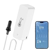 WIOONI WiFi Hygrometer Thermometer Sensor, WLAN Thermometer Mit Externem Sensor, Innen Außen für Gewächshaus, Aquarium, Kühlschrank, ReptilienTerrarium, Arbeit mit der Smart Life/Tuya-App, 1 Pack