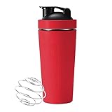 EACHPT Protein Shaker Edelstahl |739ML Kapazität | Rot |Protein Shaker mit Edelstahl Stahlkugel | BPA-frei und auslaufsicher | Ideal für Protein-Shakes, Fitness Yoga und andere Sportarten