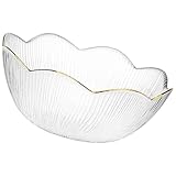 SAFIGLE Glasschüssel mit Goldenem Rand Vielseitige Glasschale für Salate Desserts und Obst Mikrowellengeeignet Stilvolle Küchenrührschüssel für Familienessen und Partys Transparente