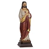 Moritz Jesus Christus Statue 22 cm - Handbemalte Heiligenfigur mit Heiligem Herz - Christliche Dekoration aus Kunstharz für Altar und Gebetsraum