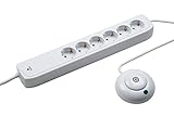 Meister Steckdosenleiste 6-fach - 2 m Kabel - weiß - Kunststoffleitung - IP20 Innenbereich - Separater Trittschalter / Steckerleiste / Mehrfachsteckdose / Tischsteckdose / Tido 6-fach / 7430050