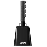 1 Stück Kuhglocke aus Stahl, 20,3 cm Kuhglocke mit Griff für Fußballspiel Sportveranstaltungen Handglocke Lärmmacher zum feiern Party Bauernhof Percussion-Musikinstrumente (Schwarz)