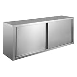 GastroHero Wandhängeschrank 200x40x65 cm I Küchenhängeschränke aus Edelstahl I Hängeschrank Küche mit Schiebetüren I Edelstahl Schrank Gastronomie