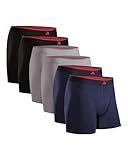 DANISH ENDURANCE 6er Pack Bambus Boxershorts Herren, Unterhosen Herren mit oder ohne Eingriff, Mehrfarbig (2X Schwarz, 2X Grau, 2X Marineblau) XL