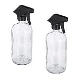 Relaxdays Sprühflasche Glas, Set, 2x 500ml, nachfüllbar, Nebel u. Strahl, Haarpflege, Reinigung, Zerstäuber, transparent