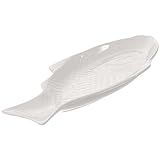 Fischteller Porzellan Fischplatte Keramik Fisch Kreative Porzellan Servierteller Snack Tablett für Restaurants nach Hause Weiß 28cm