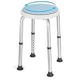 Careboda 360° Drehbarer Duschhocker，Hocker höhenverstellbar 34-52cm，bis 136KG，Rutschfester Duschstuhl aus Aluminium，Duschhocker für senioren