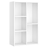 VASAGLE Bücherschrank, Bücherregal, mit 5 Fächern, Büroregal, Würfelregal, Standregal, für Wohnzimmer, Schlafzimmer, Büro, Kinderzimmer, weiß LBC25WT