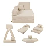 Angelove Kindersessel 3‑in‑1 - Faltbare Kindercouch & Spielmatratze aus Cord, Bequemer Spielsofa‑Sessel ab 1 Jahr, Beige