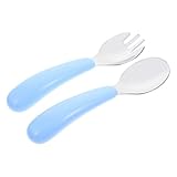 VALICLUD Teiliges Kinderbesteck Edelstahl Sicher und Bpa frei mit Kindgerechtem Löffel und Gabel Kompakt und Leicht für Kleinkinder Training