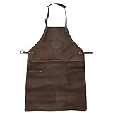 MApBer Lederschürze, Grillschürze, Ofenschürze, Gartenschürze, Leder Schürze (Dunkelbraun)