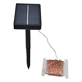 Pilipane Solar-Lichterkette, LED-Solarlicht, Solar-Lichterkette Für Den Außenbereich, LED-Solar-Kupferdraht-Lichterkette Mit 8 Mustern Für Garten, Terrasse, Weihnachtshochzeit(2)