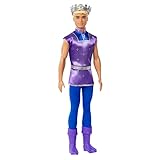 Barbie Dreamtopia Ken Puppe, 1 x Puppe Ken, königlicher Prinz Ken mit silberner Krone, lila Outfit und Reitstiefeln, Geschenk für Kinder, Spielzeug ab 3 Jahre,HLC23