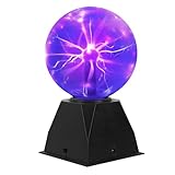 Plasmakuge, 15cm Magische Plasma Kugel Lampe, Elektrostatische Kugel Berührungs und geräuschempfindlich Blitzkugel, Lila übergroße Leucht Ball für Weihnachten, Dekoration, Geschenke, Neues Spielzeug