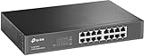 TP-Link TL-SG1016D 16-Port Gigabit Netzwerk Unmanaged Switch (Rackmount, 32Gbit/s Switching-Kapazität, geschirmte RJ-45 Ports, Metallgehäuse, lüfterlos, Plug-und-Play) schwarz