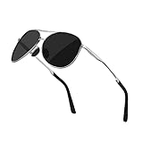 ALHAZEN Sonnenbrille Herren Damen Pilotenbrille Polarisiert Fliegerbrille Premium Metallrahmen Piloten Sonnen brillen Unisex UV400 Schutz Retro Vintage Schwarz Fahrerbrille Sportbrille Sunglasses