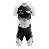 VOXCAUTQ Triathlon Anzug Herren,Herren Pro Fahrrad Skinsuit Kurzarm,Einteiliges Radtrikot,Triathlon Einteiler Kurz - 3Taschen für Wettkampf Run, Cycle, Swim (Typ-10,L)