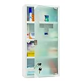 Style home Medizinschrank abschließbarer Arzneischrank 60x30x12cm, 4 Fächer, Metall Hausapotheke Medikamentschrank Erste-Hilfe-Schrank mit Glastür,inkl.2 Schlüsseln (Weiß)