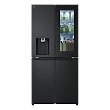 LG GMG861EPAE InstaView SLIM Multi-Door, Klasse E, 508 L, Kühlschrank mit Gefrierfach, Eis-, Crushed Ice- Wasserspender mit UVnano, Total NoFrost, Smart Inverter Kompressor, Wi-Fi, Farbe Matte Black