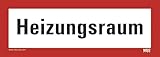 Aufkleber Heizraum Hinweis „Heizungsraum“ Kennzeichnung nach DIN 4066 | 210 x 74 mm Made in Germany