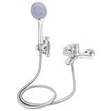 QWORK® Mischbatterie Dusche, Badewannenarmatur mit Handbrause, Wasserhahn mit Keramikkartusche, Badarmatur mit 1.5 m Edelstahlschlauch