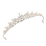 Königin Krone, Braut Diadem, Queen Krönchen,Hochzeits Krone, Tiara für Hochzeit, Damen Tiara, Runde Braut Tiaras, Handgefertigte Strass Stirnband - Roségold für Braut, Bühnenauftritte und Partys
