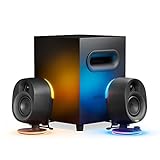 SteelSeries Arena 7 - 2.1-Gaming-Lautsprecher 2-Wege-Lautsprecherdesign Starke Bässe, Subwoofer Reaktive RGB USB, Aux, optisch, kabelgebunden Bluetooth PC, PlayStation, Mobilgeräte, Mac, Black