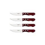 Tramontina JUMBO Steakmesser-Set, rostfreiem Edelstahl, spülmaschinenfest, Griffe aus Echtholz, FSC, (4-teilig, Rot), 25.5