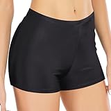 Badeshorts für Damen, hohe Taille, Bauchkontrolle, Board-Shorts, Bademode, Bikini, Strand, Boyleg, Badeslip, Schwarz , 3XL