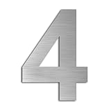 kemanli Hausnummer 5in hausnummern edelstahl aus SUS304 Matte brushed finish Wetterfest Außen für Tür Briefkasten.Selbstklebende Hausnummer Höhe 125mm(silver 5in4)