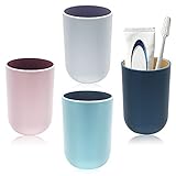 TIE-DailyNec 4PCS Waschen Zahnputzbecher, Mundwasser Tasse, Tragbarer Plastikbecher für das Badezimmer Tragbarer Reise Mundbecher