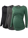 Love2Mi Damen Umstandsmode Lange ärmel 3er Pack Umstandsshirt