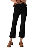Yewfirm Jeans zum Hineinschlüpfen für Damen, hohe Taille, dehnbare Bootcut-Denim-Hose, elastische Taille, kurze Schlagjeans mit unverarbeitetem Saum, #Solid Black, 48