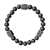 Vulkangestein Armband, Perlenarmband für Herren, Armbänder aus schwarzen Vulkansteinperlen – Obsidian Produkte, Modeschmuck, Yoga-Armband für Männer, Vater, Vater
