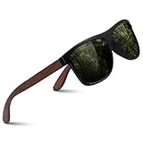 CGID Sonnenbrille Herren Damen Holz aus Walnuss Polarisiert Brillengläser UV400-Schutz CAT3 CE M07