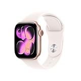 Apple Watch Series 11 GPS 42 mm Smartwatch mit Aluminiumgehäuse in Roségold und Sportarmband in Blassrosa (S/M). Schlafindex, Fitnesstracker, Gesundheitstracking, Always-On Display, Wasserschutz