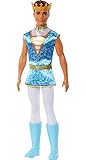 Barbie Dreamtopia Ken Puppe, 1x -Puppe , königlicher Prinz Ken mit goldener Krone, blauem Outfit und Reitstiefeln, Geschenk für Kinder, Spielzeug ab 3 Jahre,HLC22