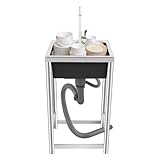 Freistehende Edelstahl Spültisch, Multifunktions Freistehend Spüle mit Wasserhahn, mit Wasserhahn und Ablassvorrichtung, Mobile Spültisch 50kg Tragkraft für Restaurant, Haushaltsküche