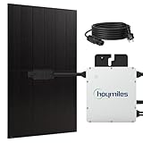 SUNNIVA® 500W Balkonkraftwerk BIFAZIAL FULLBLACK komplett Steckdose HOYMILES 400 Watt Wechselrichter, PV Solaranlage Komplettset, 1x 500W N-Type Glas-Glas Bifacial Solarmodule, 5m Kabel