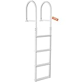 VEVOR Dockleiter 4 abnehmbare Stufen 227 kg Tragkraft Ponton-Bootsleiter aus Aluminiumlegierung mit 8 cm breiter Stufe und rutschfester Gummimatte für das Einsteigen in Schiffe/Seen/Schwimmbäder/Meere