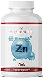 Zink Kapseln I Jahresvorrat 365 Stück I hochdosiert 25mg pro Kapsel I hochwertiges Zink-Bisgylcinat I ohne Zusätze wie Magnesiumstearat I Vitaconcept