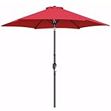 Yaheetech Sonnenschirm 269 cm Rund Gartenschirm mit Kurbel UV Schutz Terrassenschirm Neigbar Kippbar Kurbelschirm UPF 50+ für Balkon/Terrasse/Markt/Garten, ohne Ständer, Rot